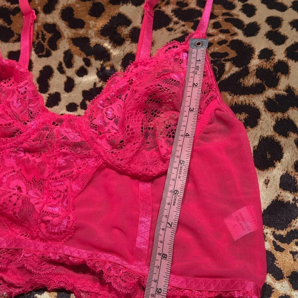 Shein Hot Pink Mesh & Lace Bra